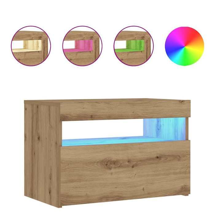 VidaXL Table de chevet avec lumières LED chêne artisanal 60x35x40 cm, table de nuit, table d'appoint pour chambre à coucher, 3329176