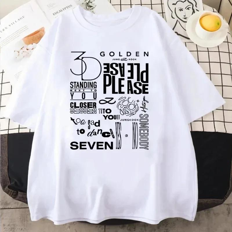 Jungkook BTS GOLDEN Solo Album Hit Songs Collage Graphic Print K-pop Fan Merch Oversized T-Shirt