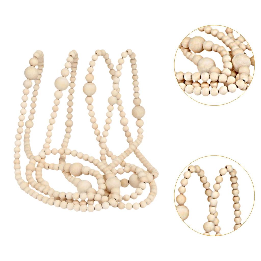 Christmas Wood Bead Garland Hanging Decoration for Wedding Indoor Fireplaces