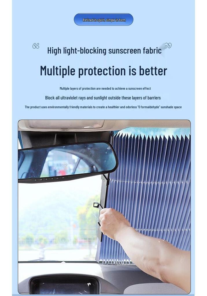 Retractable Car Sunshade: Foldable Heat Insulation Sun Blocker with Suction Cup.