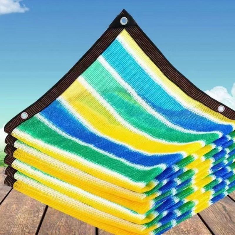 1pc Striped High-Density Breathable Sun Shade Net - Durable Plastic Outdoor Shading Fabric for Carport, Garden, and Corridor Cooling Canopy
