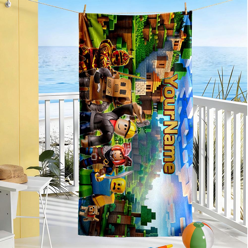 Roblox Customized Name Beach Towel Quick-Dry Soft Microfiber Portable for SwimmingBeachCamping Travel Beach AccessoriesGym