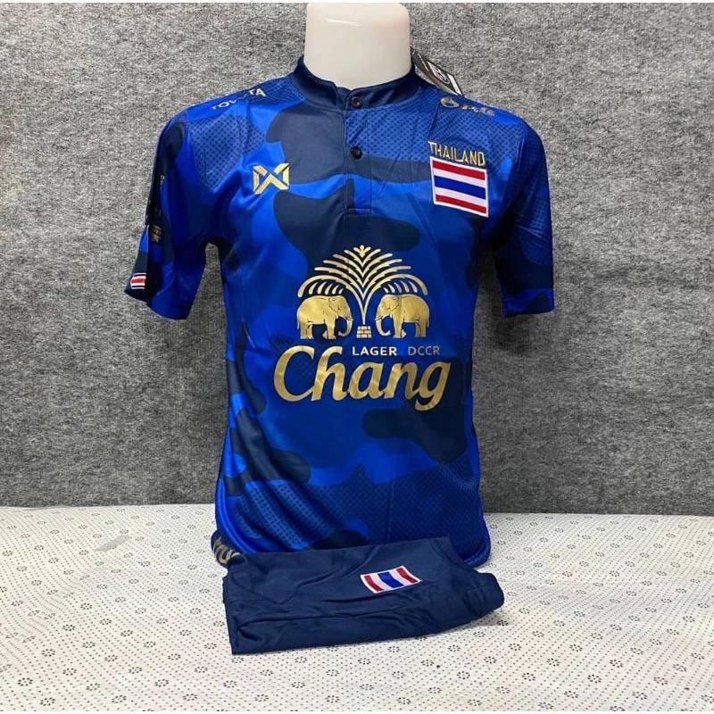 THAILAND National Football Soccer Camouflage Vintage Shirt Mandarin Collar Flag Badge Logo Unisex JERSEY Print Quick Dry Short Sleeve Uniform Elephant