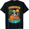 Summerween Skeleton Vibes Chillin In a Pumpkin Float T-Shirt