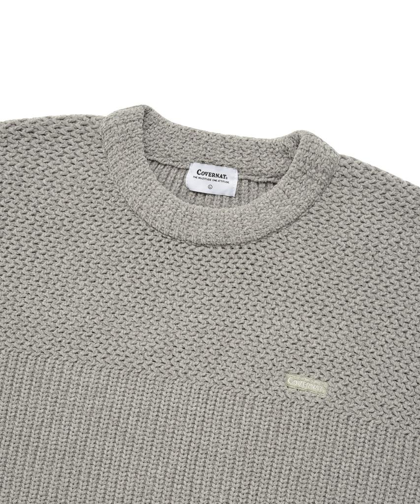 COVERNAT Velvet Box Authentic Logo Crew Neck Knit Light Grey