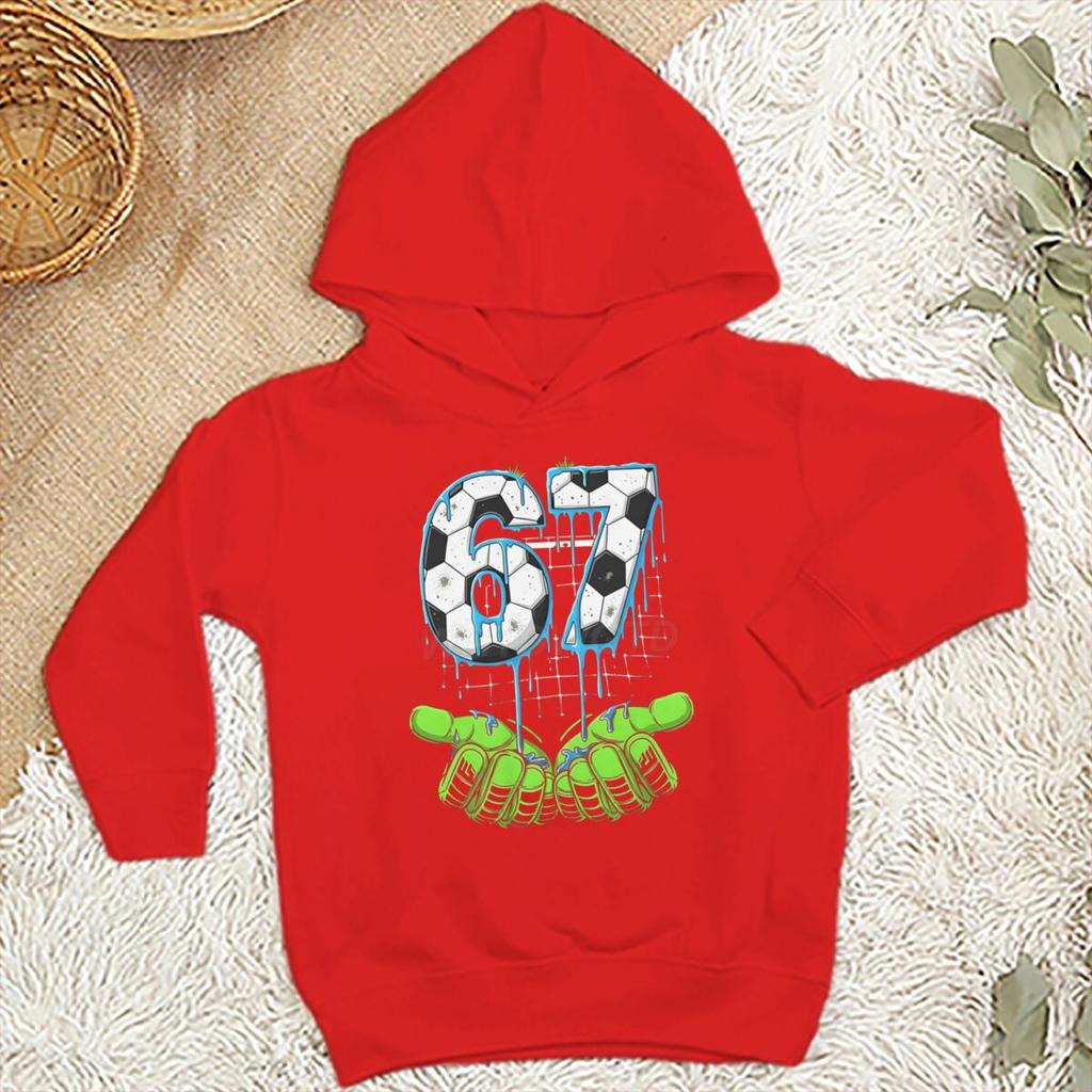 Kids Clothes Funny 6 7 Memes Football Hooded Shirt Six Seven Football Printed Trendy Funny Hoodies