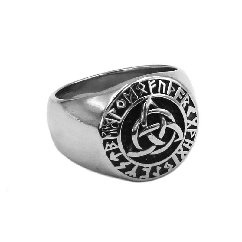Classic Norse Viking Ring Stainless Steel Jewelry Odin's Symbol Rune Letter Signet Celtic Knot Ring Men Gift SWR0996