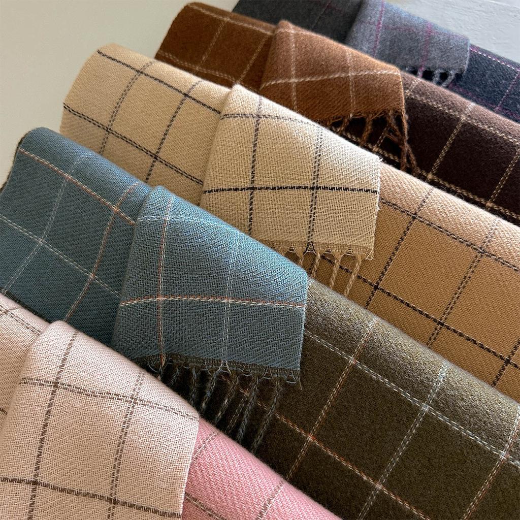 Autumn and Winter New Multi-color Plaid Fringed Scarf Women's Warm Simple Imitation Cashmere Versatile Scarf