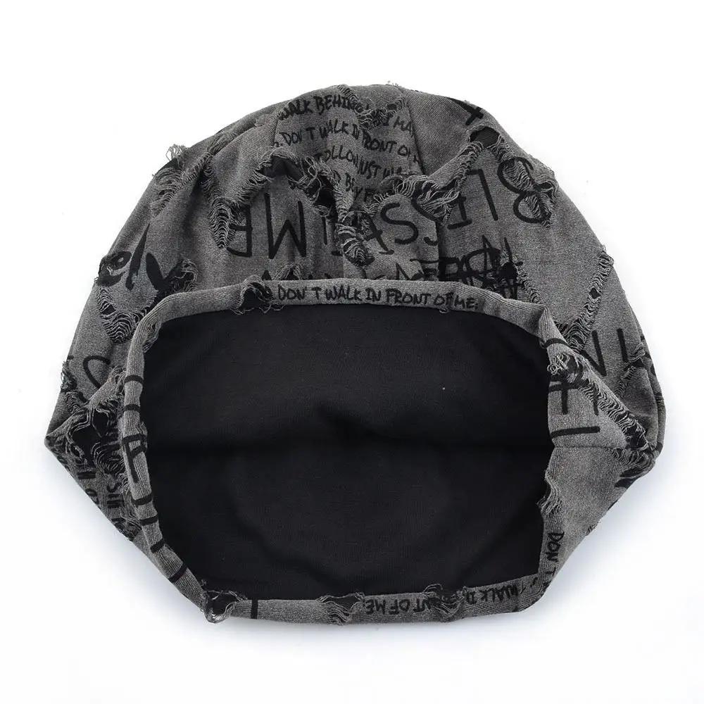 Thin Bonnet Letter Print Beanie Wasteland Style Loose Style Vintage Beanie Streetwear Design Hip Hop Beanies Unisex Wear