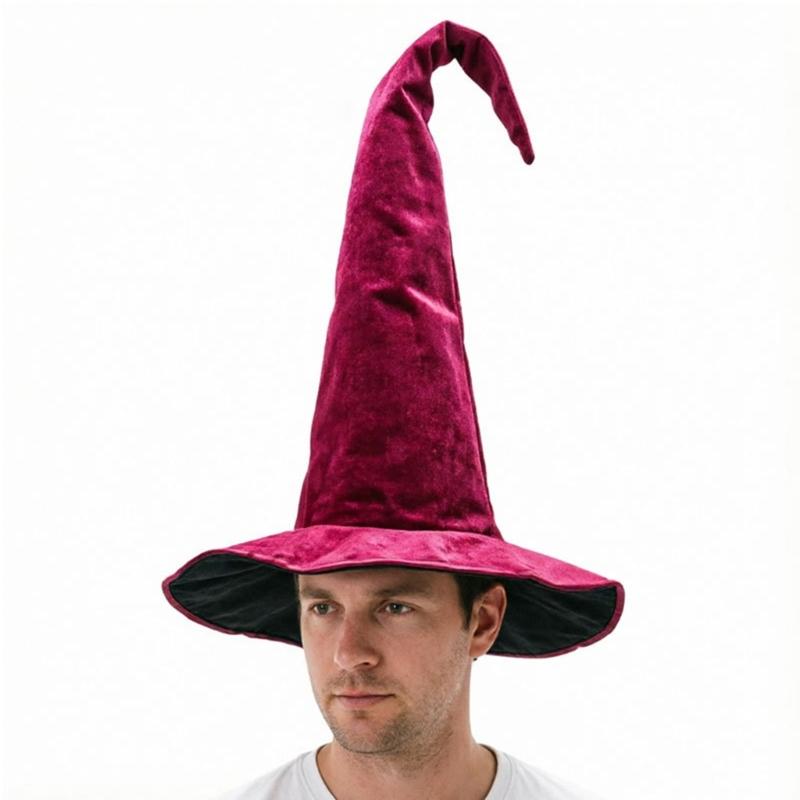 Tall Pointed Party Hat for Seasonal Costumes, Shapeable Outline and Tip with Soft Polyester Shell and Support Frame