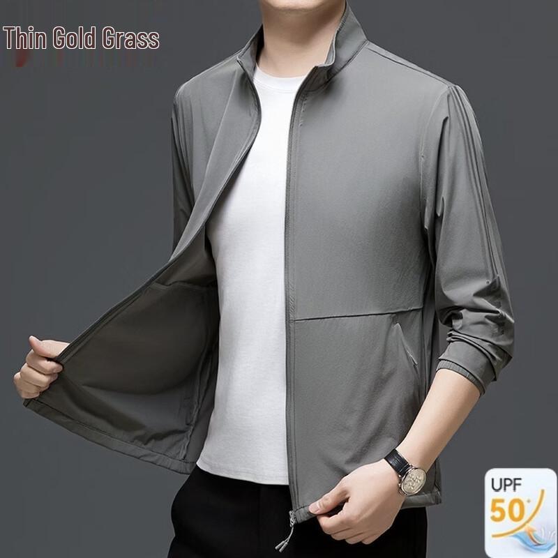 Herren Sommer Ice Silk Stehkragen Freizeitjacke