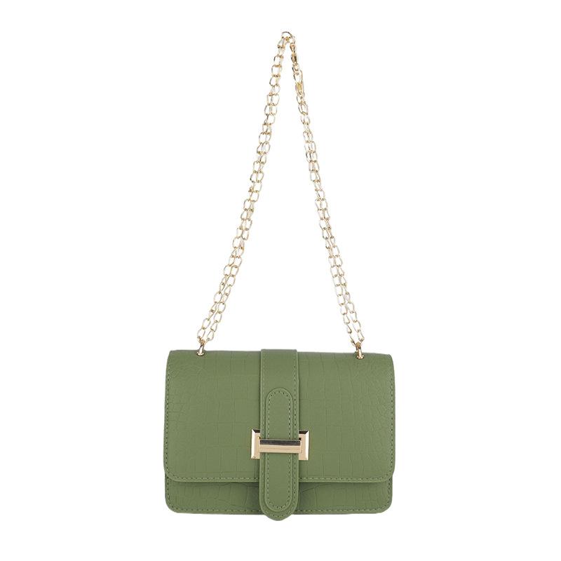 Shoulder Bag Women's Messenger Bag Retro Stone Pattern Embossed Solid Color Small Square Bag Chain High Value New Versatile