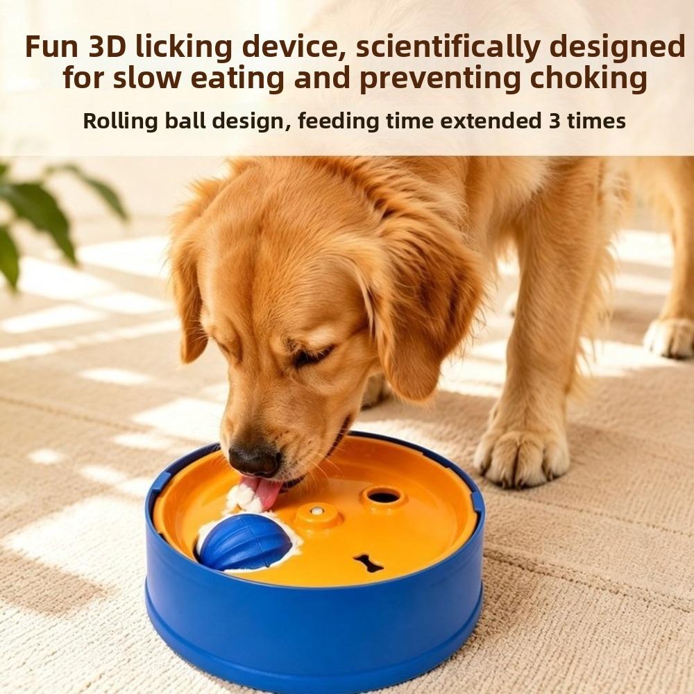 Anti Choking 2 In 1 Slow Feeder Bowl Large Capacity Rolling Ball Interactive Snack Bowl Plastic Non Slip Dog Slow Food Bowl