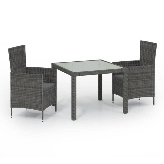 Maison Exclusive - Ensemble à manger d'extérieur 3pcs coussins gris résine tressée