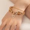 Handmade Beaded Bracelet With Heart Pendant Crown Crystal Rhinestone Charm Jewelry