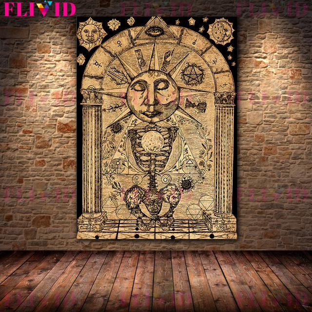 Pravidlo prvku tajemného alchymisty Retro Nástěnná malba Obraz na plátně Nebeské umění ve vesmíru