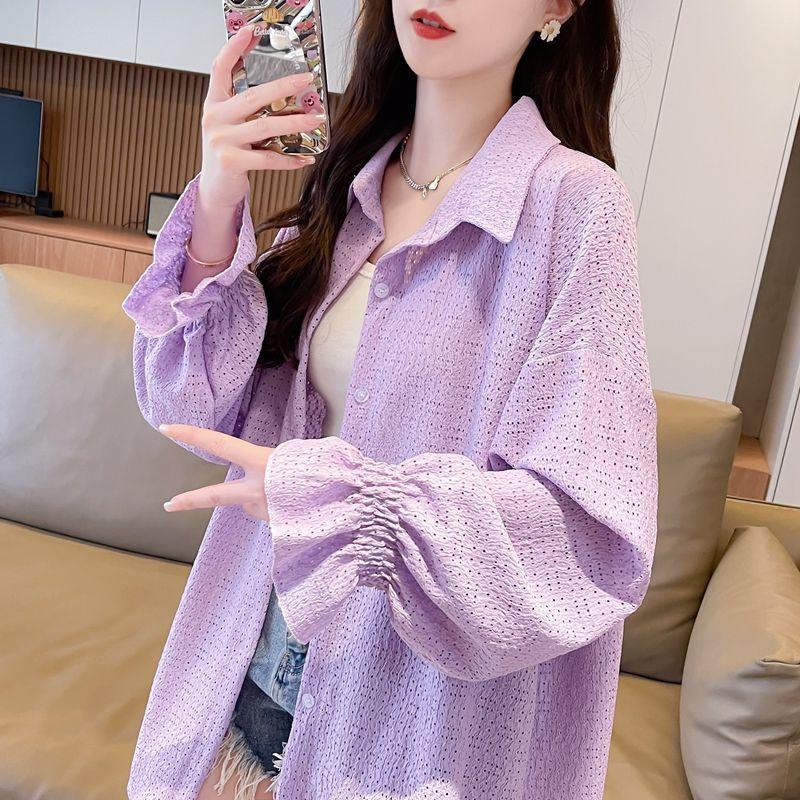 Purple Sun Protection Clothing for Women Spring and Summer New Design Lapel Casual Cardigan Jacket