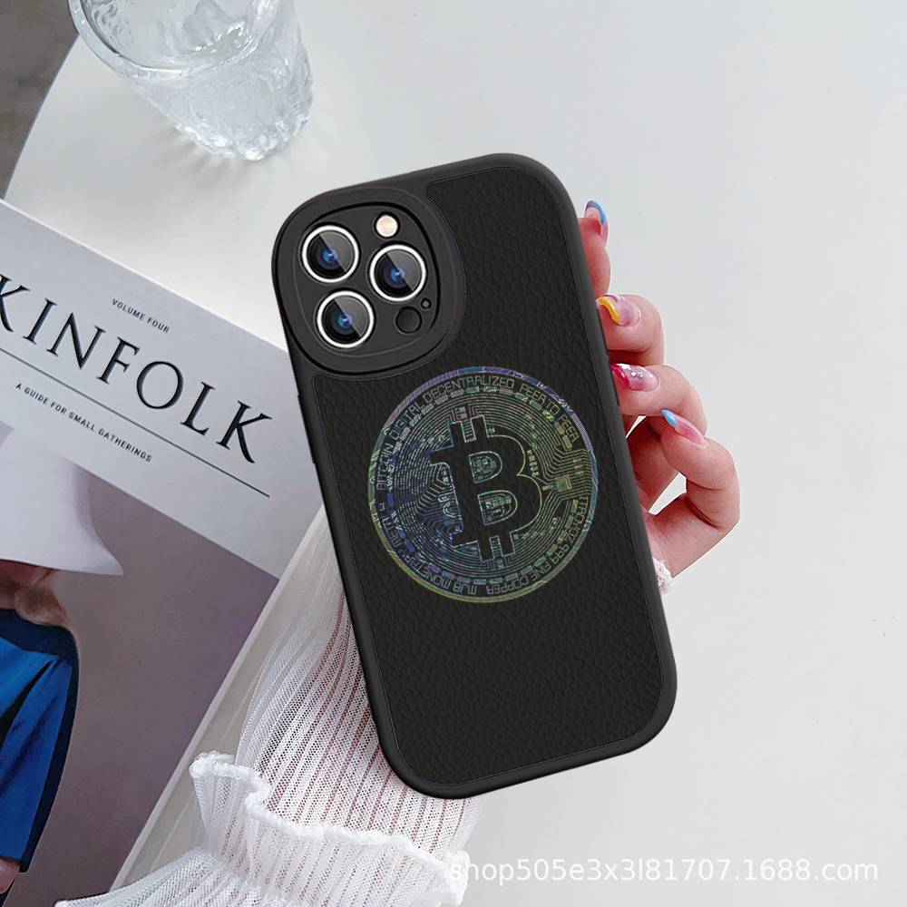 Bitcoin Phone Case Hard Leather For IPhone 14 13 16 Mini 15 14 11 12 Pro Max Plus Fundas