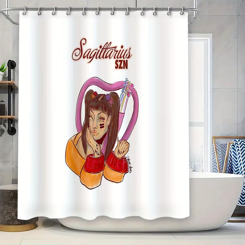 

Stylish Sagittarius Shower Curtain Anime Girl Decor Bathroom Set Artistic Teen Room Backdrop Unique Home Accent W60H190(CM)-1 Pcs