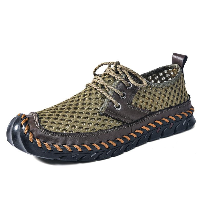 

Мужская сетчатая повседневная обувь для лета дышащая уличная мягкая размер 38-48 удобная ручной работы уличная спортивная обувь новинка 2025 45 зелёный