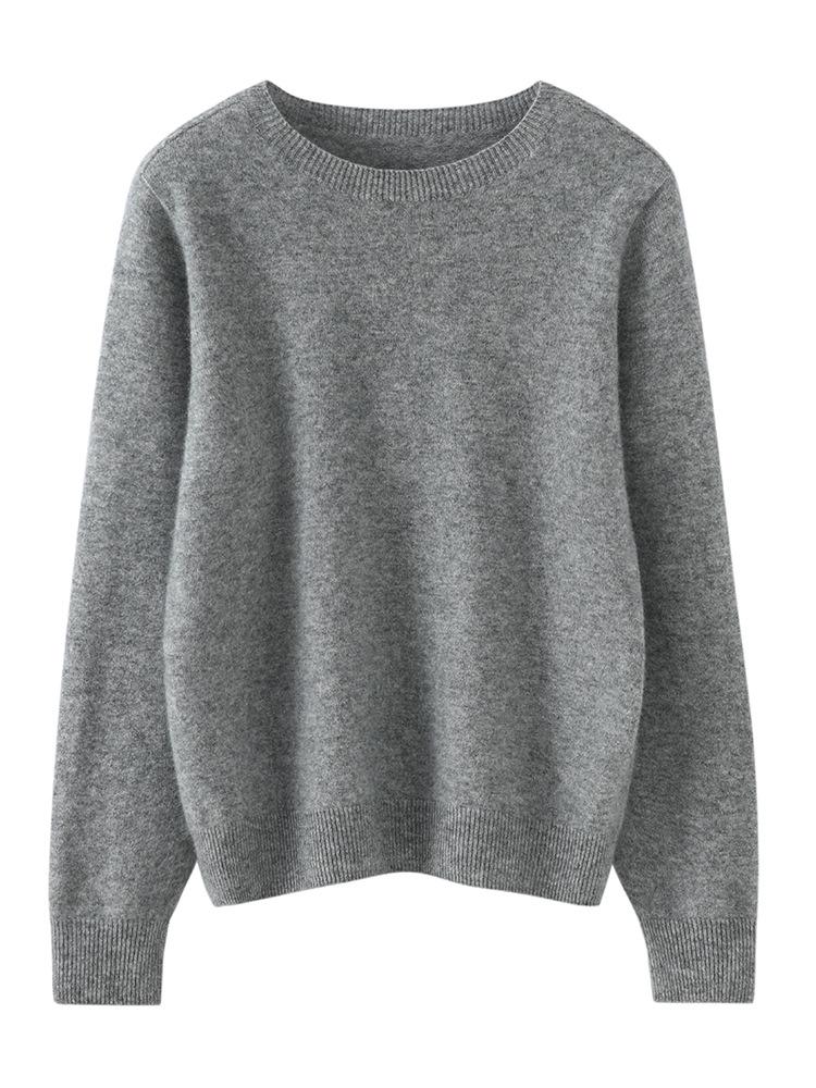 Women's Pure Cashmere Round Neck Sweater - Soft, Warm, Fluffy, Loose Knit Base Layer