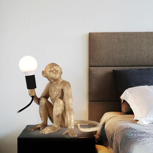 Gold Resin Table Lamp Light Home Office Modern Sculpture Desk Lamp Indoor Lighting Sitting Monkey Shape Environmentally Friendly