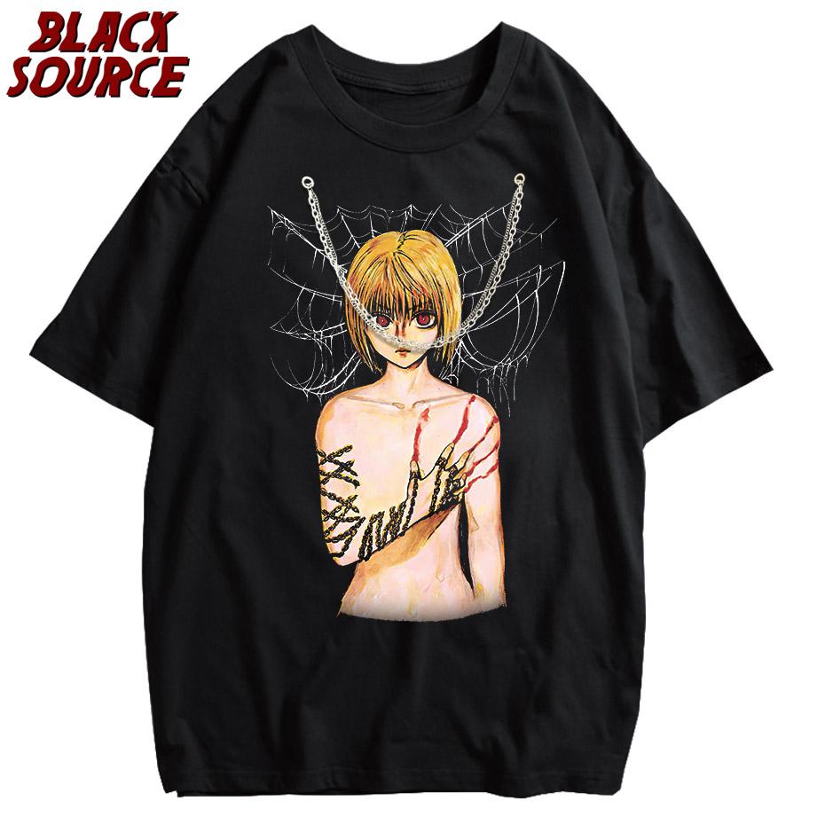 

Hip Hop Streetwear Men Distressed T Shirt Japan Anime Graphic Print Short Sleeve Harajuku Tee T Shirt Cotton Oversized T Shirt M