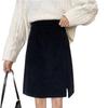 Plus Size A-line Corduroy Midi Skirt - High Waist, Black, Versatile, Hip-Hugging Pencil Skirt for Women