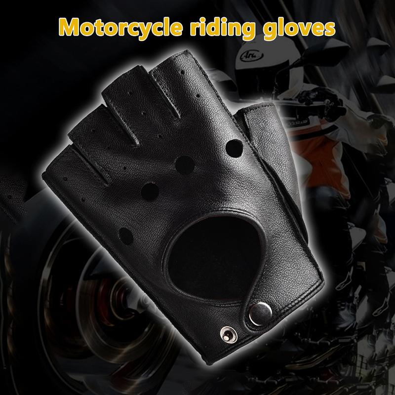 Mens Fingerless Half Finger Driving Fitness Motorcycle Cycling Goatskin  Men Pu Leather Gloves Mittens