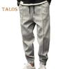 Men Pants Ankle-banded Side Pockets Drawstring Elastic Waist Loose Solid Color Gym Traning Jogging Sweatpants Long Trousersrk.