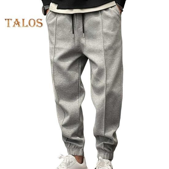 Men Pants Ankle-banded Side Pockets Drawstring Elastic Waist Loose Solid Color Gym Traning Jogging Sweatpants Long Trousersrk.