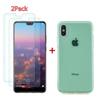 Case and Screen Protector - Apple - iPhone XR - Green - 2PCS Tempered Glass - 1PCS TPU Silicone
