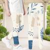 Girls Full Length Fitted Stretch Waist Printed Blue White Yoga Leggings