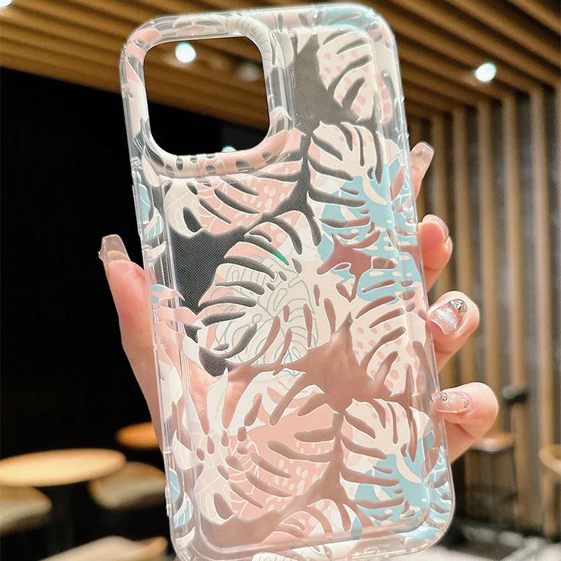 Internet Celebrity Transparent Mobile Phone Case for Apple 15 Oil Painting iPhone14/13/12 Niche 16plus Anti-drop 11 Sets