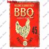 Pancarte Métallique Rétro pour Fête Barbecue Zone BBQ des Papas Temps de Grillade Affiche Décoration Murale pour Bar Pub Cuisine Maison WY
