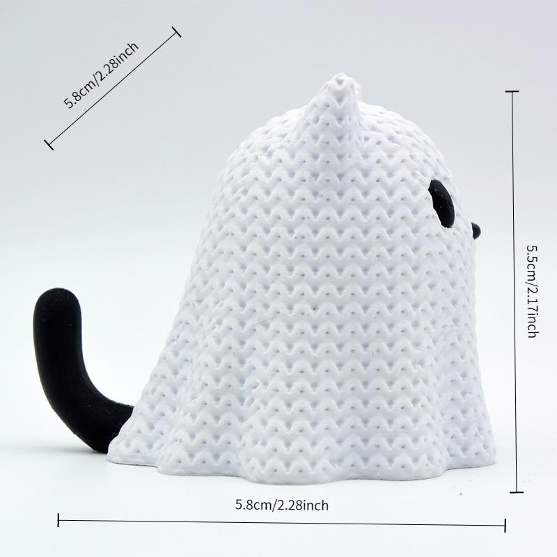 3D Printed Ghost Cat Dog Figurine Halloween Cute Mini Statue Ornament For Home Desktop Party Decoration