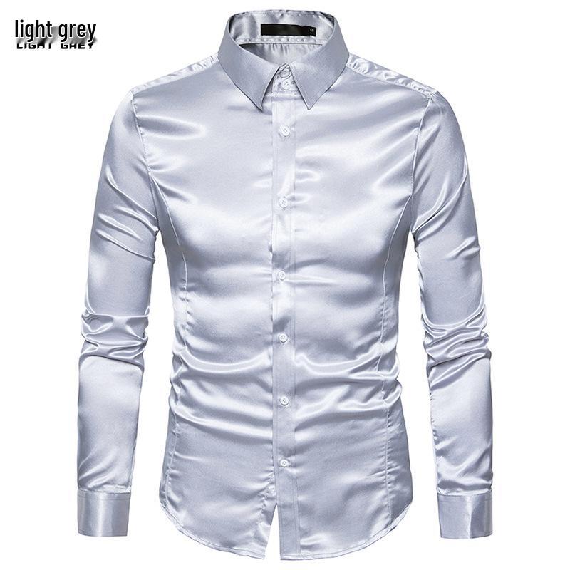 Men's 2026 Autumn Long Sleeve Shiny Casual Fashion Shirt - European Size