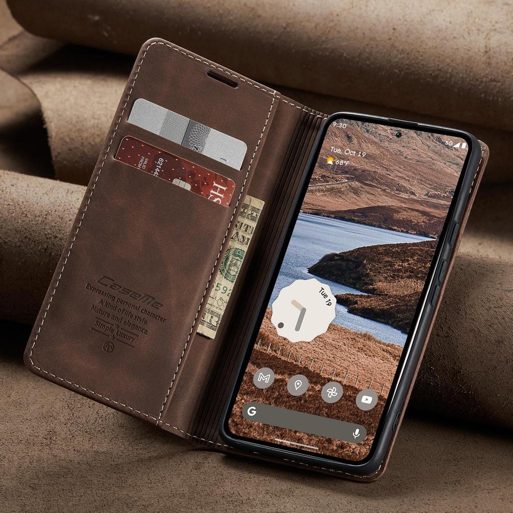 CaseMe-013 For Google Pixel 8 9 10 11 Pro/9 10 11 Pro XL 9a 10a Luxury Premium PU Leather Case Wallet Card Holder Phone Back Cover Stand Protector New