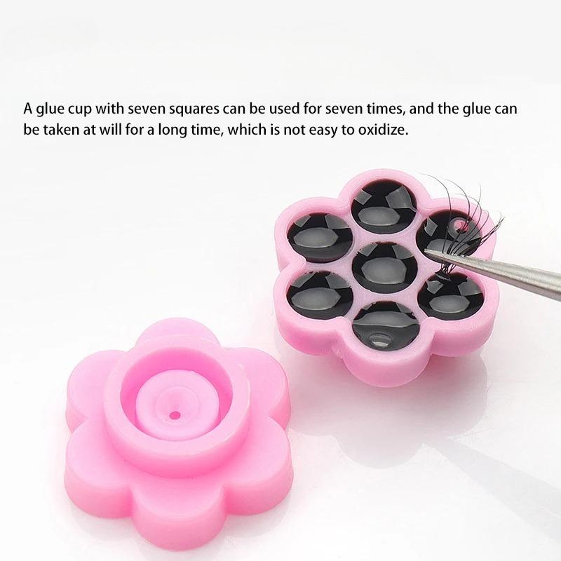 100/200/500pcs Eyelash Extension Pink Flower Glue Delay Cup Tattoo Adhesive Pigment Holders Grafting Eye Lashes Holding Trays