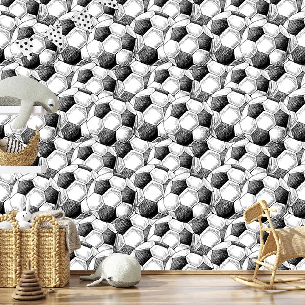 Sketched Football Wallpaper for Living Room and Bedroom 50x1000