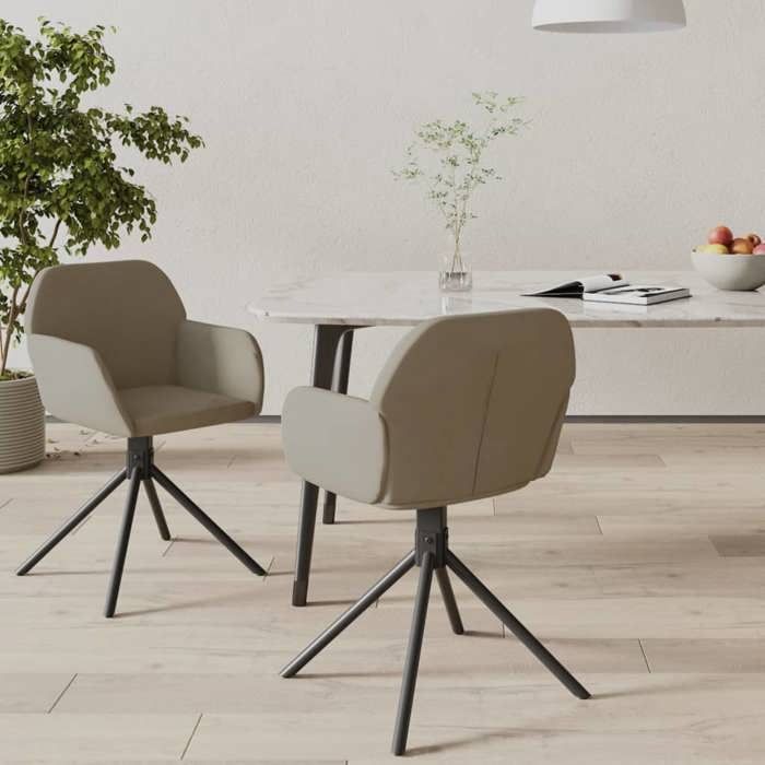 VidaXL 2x Chaises Pivotantes de Salle à Manger Fauteuils à Dîner Chaises de Cuisine Chaises de Repas Hauteur Réglable Gris 344740