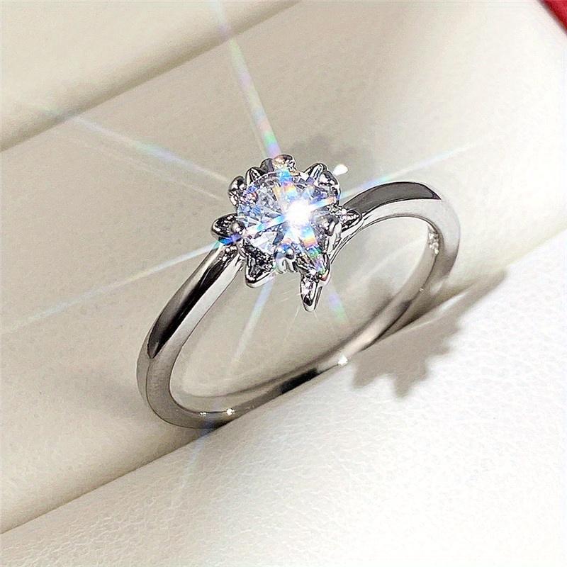 

1 шт. Искусственный циркон Ручной работы Модное обручальное кольцо 10 серебряный