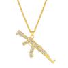 Stylish Submachine Guns Pendant Dazzling White Gold Plated Chain Hipsters Streetwear Diamond Accessory for Women and Men