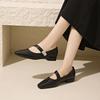 Damen Klobige Einzelne Schuhe Frühling Neu Quadratische Zehenpartie Flacher Ausschnitt Metallschnalle Weiche Sohle Rutschfest Low-Top Schuhe