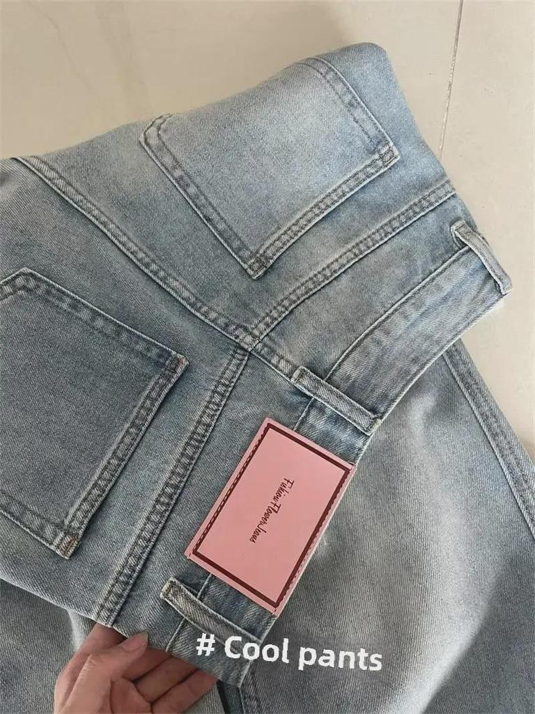 Women's Plus-Size Light High-Waist Wide-Leg Jeans - New 2024 Spring/Autumn Collection
