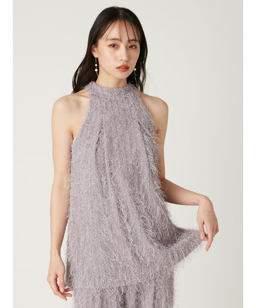 FRAY Fringe Jacquard Halter Top Size F I.D. Women's FWFB252116, Gray,