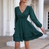 Hohe Taille A-linie Weißes Kleid Frauen Sommer Laterne Hülse V-ausschnitt Frau Kleid Lässige Mode Dot Solide Rüschen Kleider Robe 24888