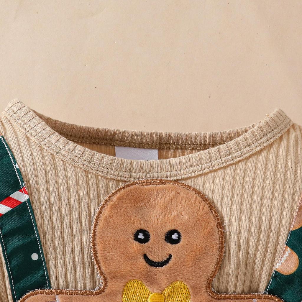 Infant Gingerbread Elf Christmas Romper with Snap Crotch