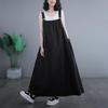 Spring, Summer, Autumn and Winter Craft Denim Fried Color Color Retro Loose and Skinny Denim Strap Skirt Long Pendulum