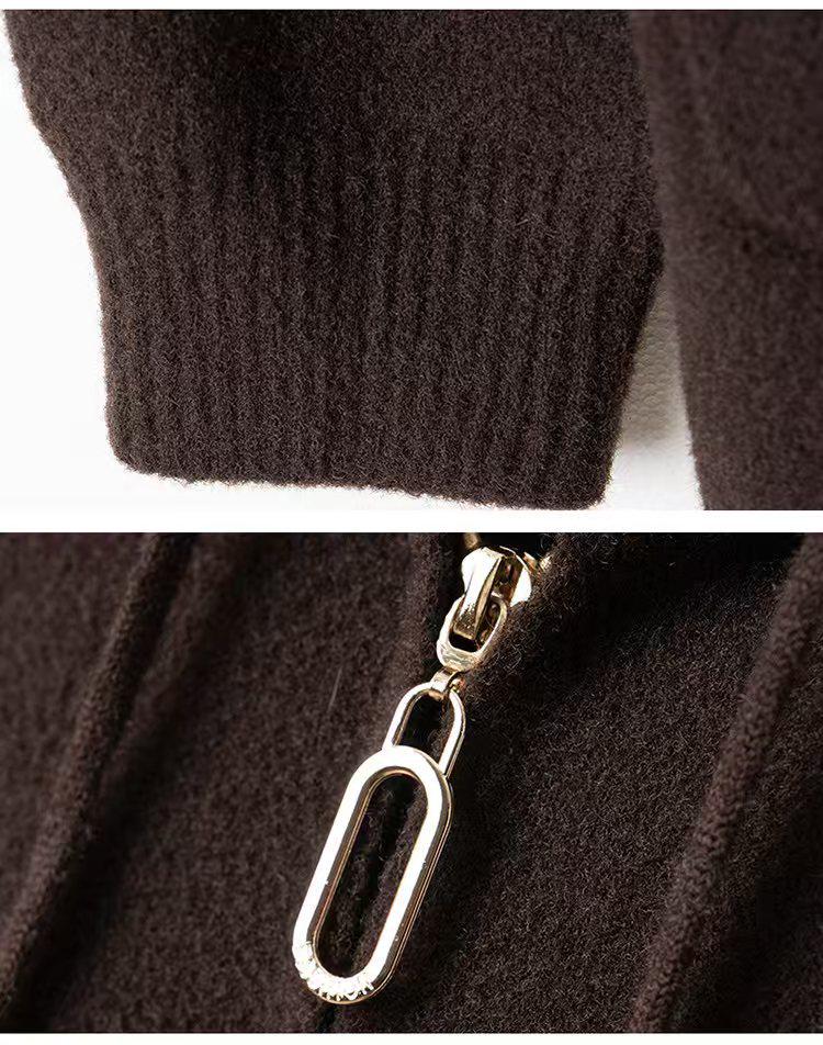 Autumn/Winter Retro Wool Hooded Short Coat with Zipper